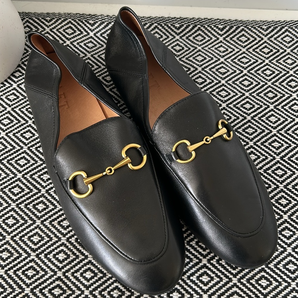 Taft leather loafers-black and gold-size 8